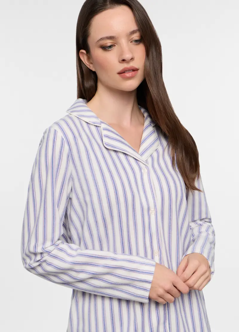 Set Pigiama Lungo In Pile Donna, Bianco miniatura 3