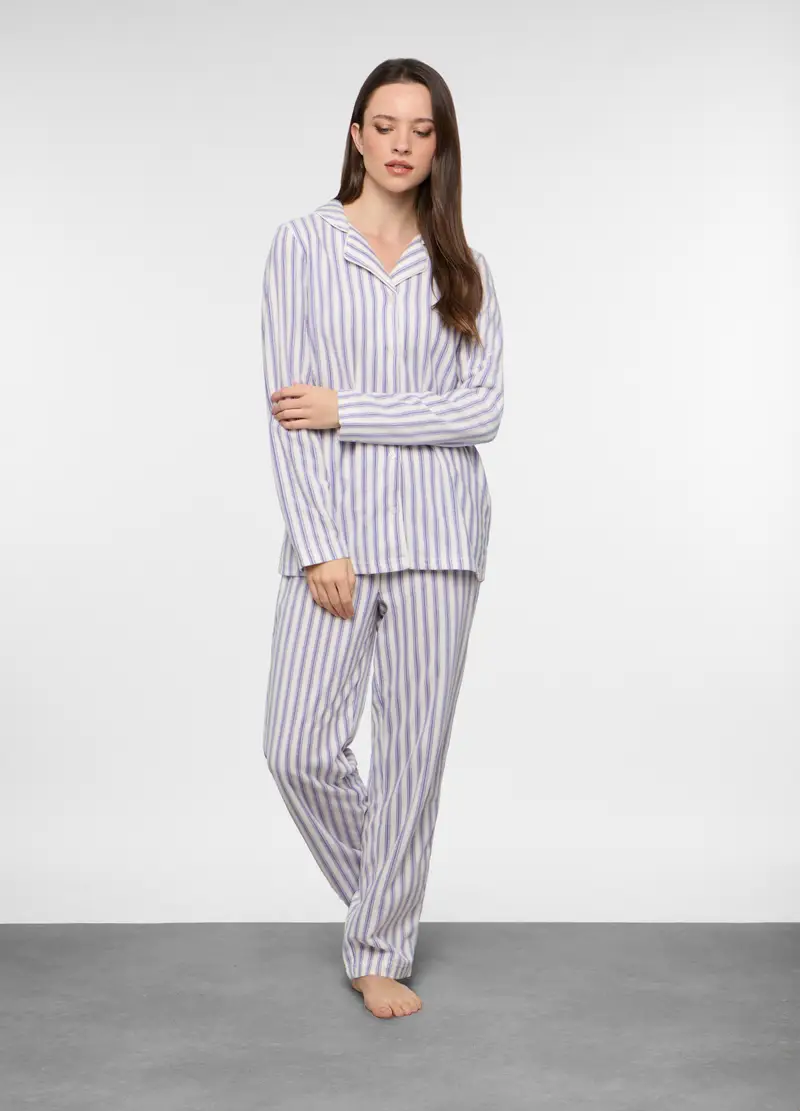 Set Pigiama Lungo In Pile Donna, Bianco