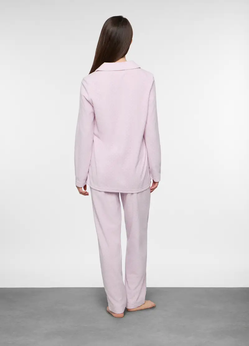 Set Pigiama Lungo In Pile Donna, Rosa chiaro miniatura 2