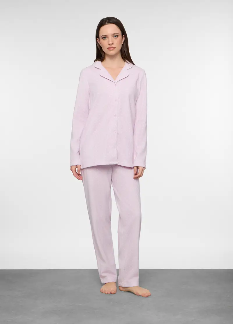 Set Pigiama Lungo In Pile Donna, Rosa chiaro