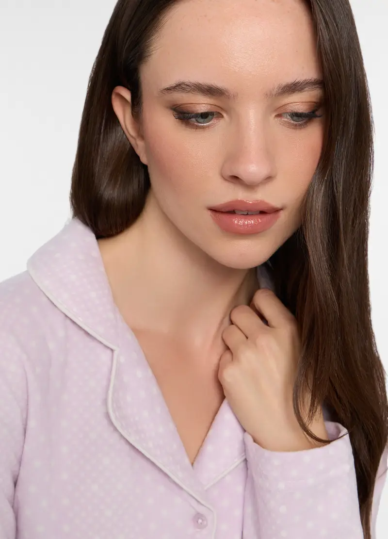 Set Pigiama Lungo In Pile Donna, Rosa chiaro miniatura 3