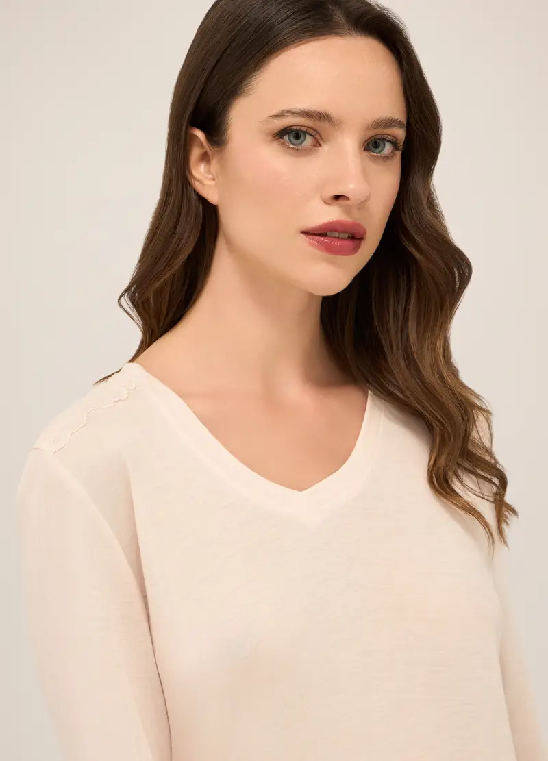 Upim, Set Pigiama Lungo In Pura Viscosa Donna, Rosa polveroso, Taglia: S miniatura 2