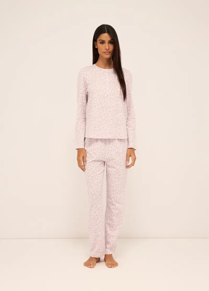 Upim, Set Pigiama Lungo In Puro Cotone Donna, Rosa chiaro, Taglia: S