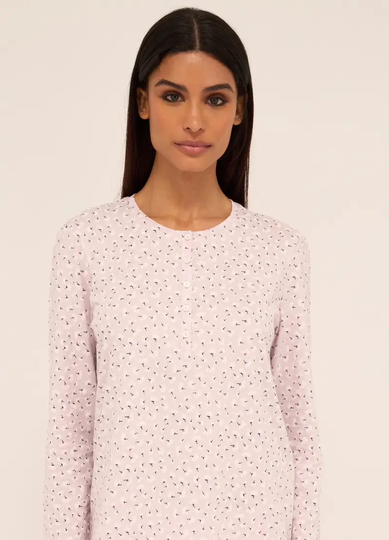 Upim, Set Pigiama Lungo In Puro Cotone Donna, Rosa chiaro, Taglia: S miniatura 2