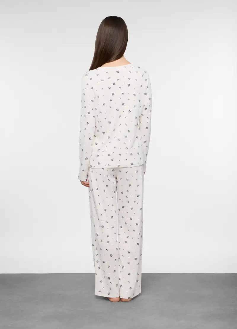 Set Pigiama Lungo In Tessuto Stretch Donna, Bianco miniatura 2