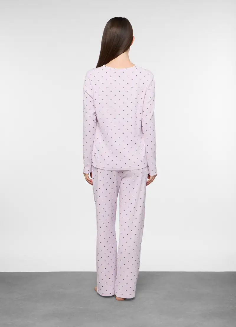 Set Pigiama Lungo In Tessuto Stretch Donna, Rosa chiaro miniatura 2