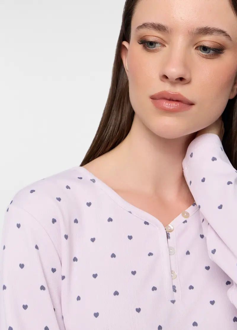 Set Pigiama Lungo In Tessuto Stretch Donna, Rosa chiaro miniatura 3