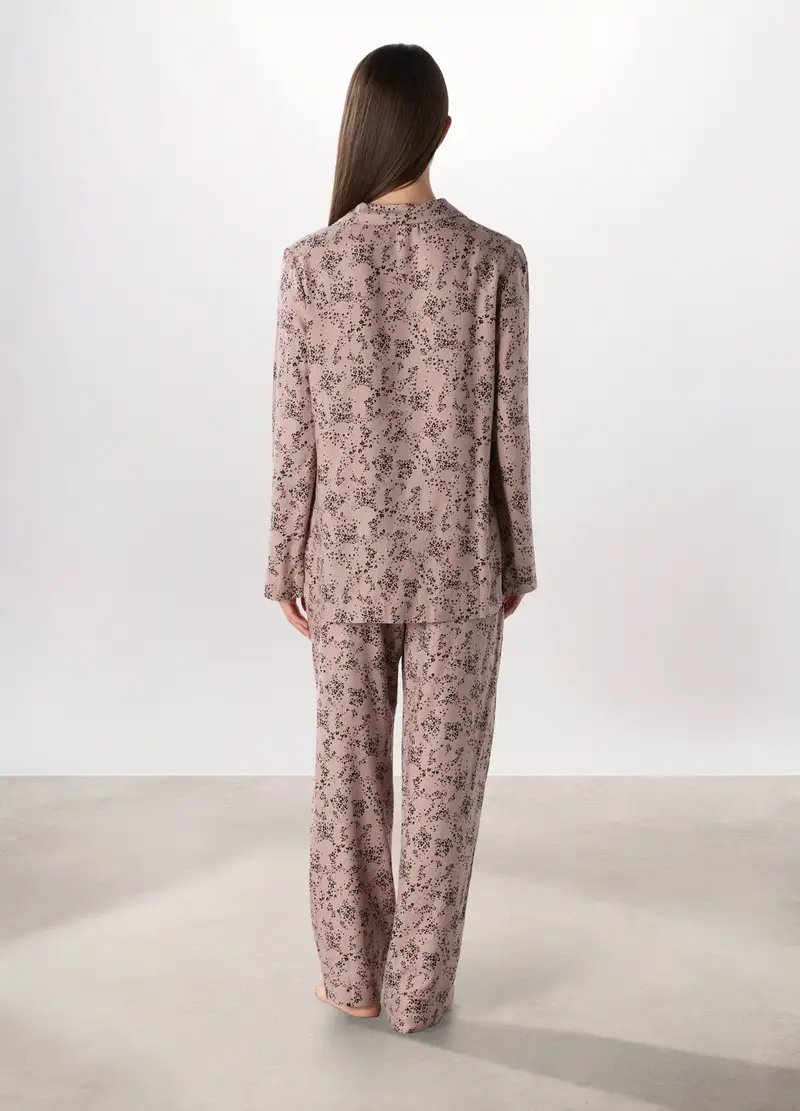 Set Pigiama Lungo In Twill Di Viscosa Donna, Rosa scuro miniatura 2