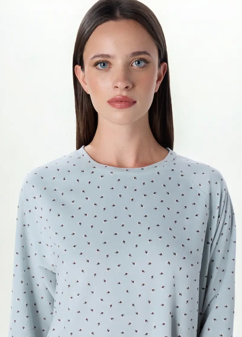 Set Pigiama Lungo In Velours Donna, Grigio chiaro miniatura 3