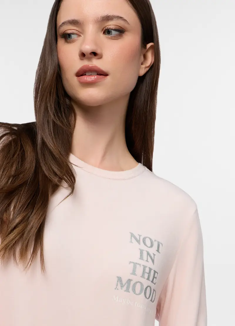 Set Pigiama Lungo Velour Donna, Rosa pastello miniatura 3