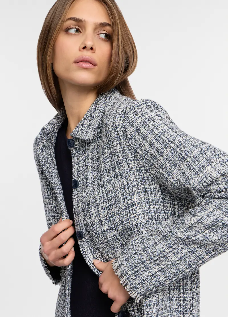 Shacket Jacquard Donna, Blu navy miniatura 3