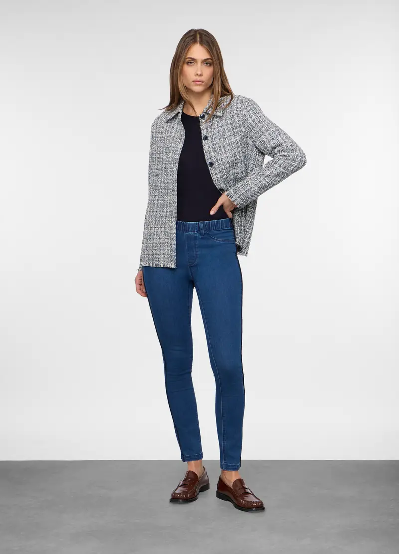 Shacket Jacquard Donna, Blu navy