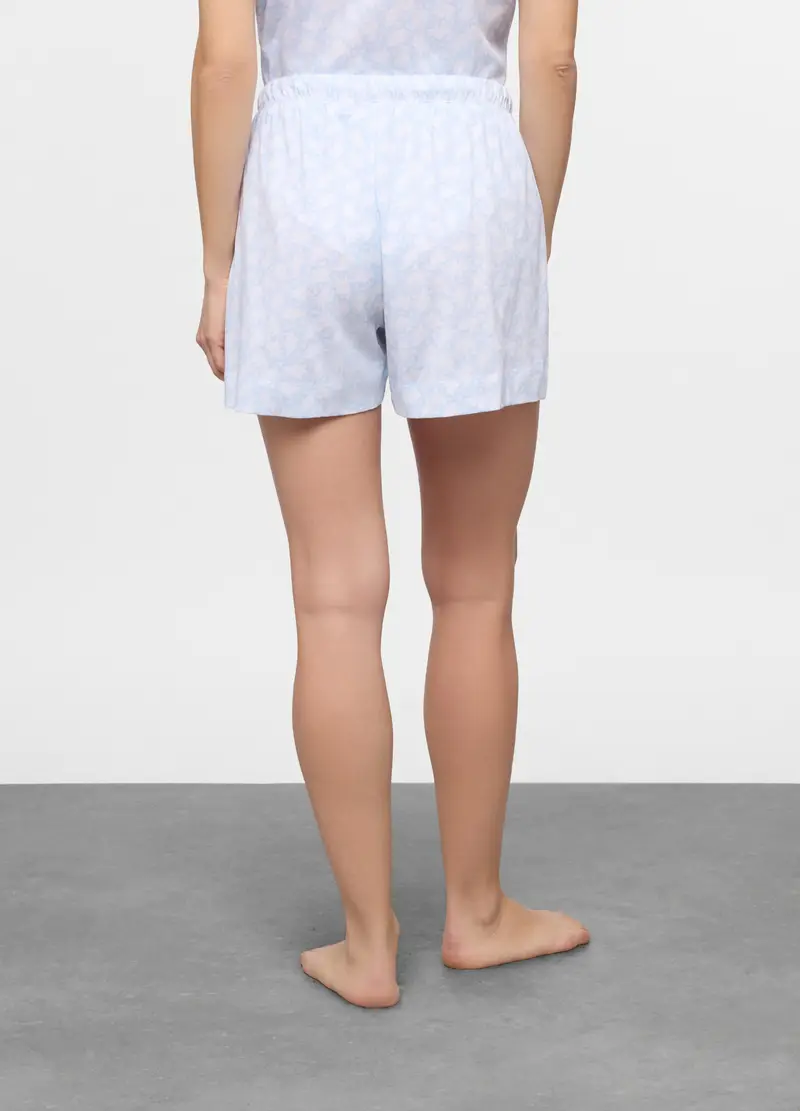 Short Pigiama In Puro Cotone Donna, Azzurro chiaro miniatura 2