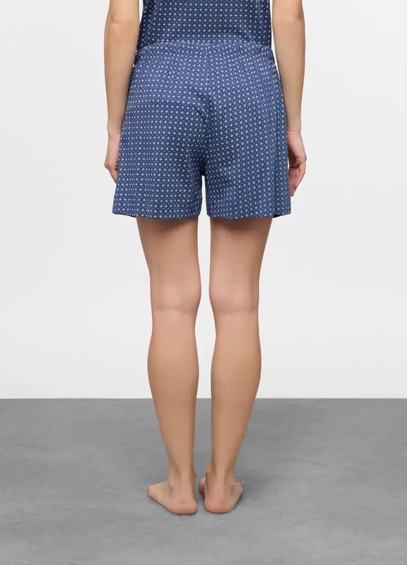 Short Pigiama In Puro Cotone Donna, Blu miniatura 2