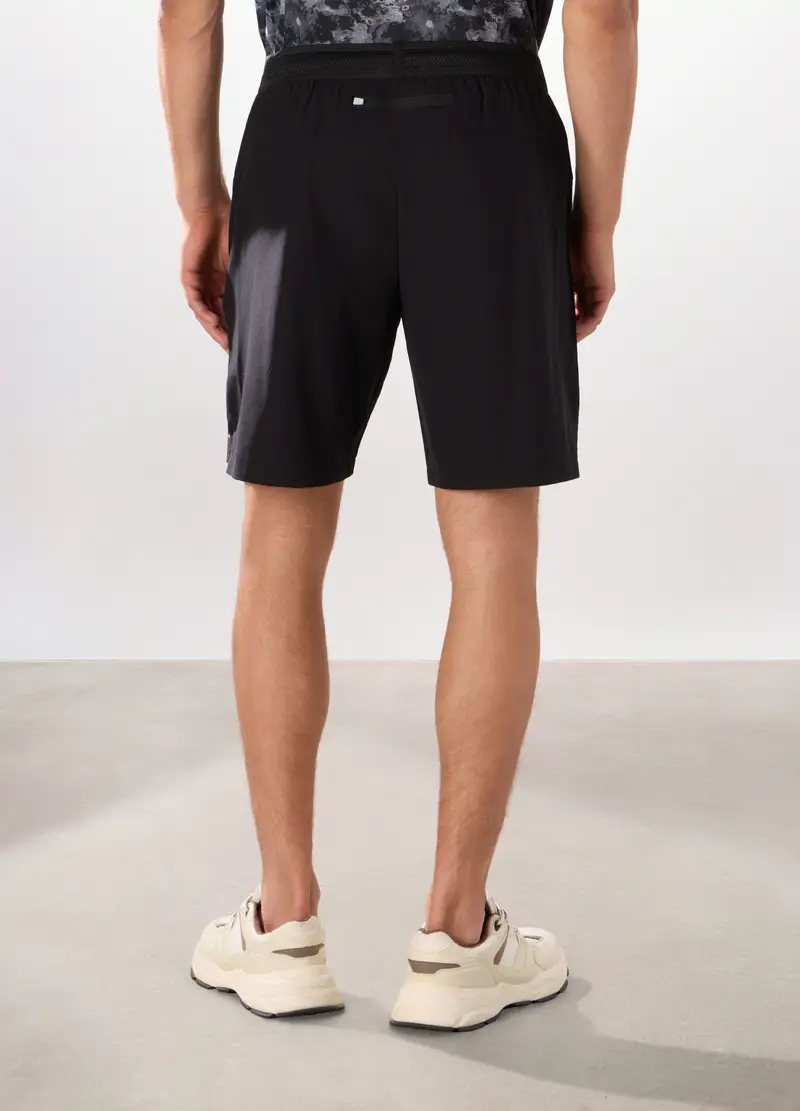 Short Sportivi In Tessuto Stretch Uomo, Unisex, Nero miniatura 2