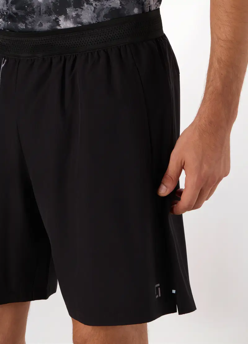 Short Sportivi In Tessuto Stretch Uomo, Unisex, Nero miniatura 3