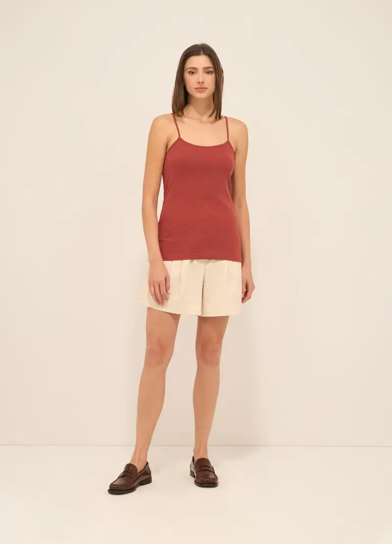 Shorts In Misto Lino Donna, Beige chiaro