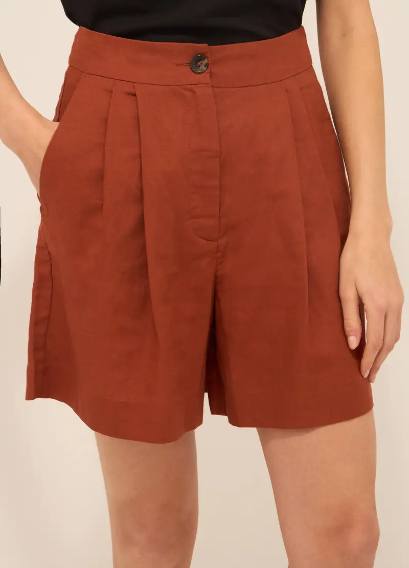 Upim, Shorts In Misto Lino Donna, Marrone cognac, Taglia: S miniatura 2