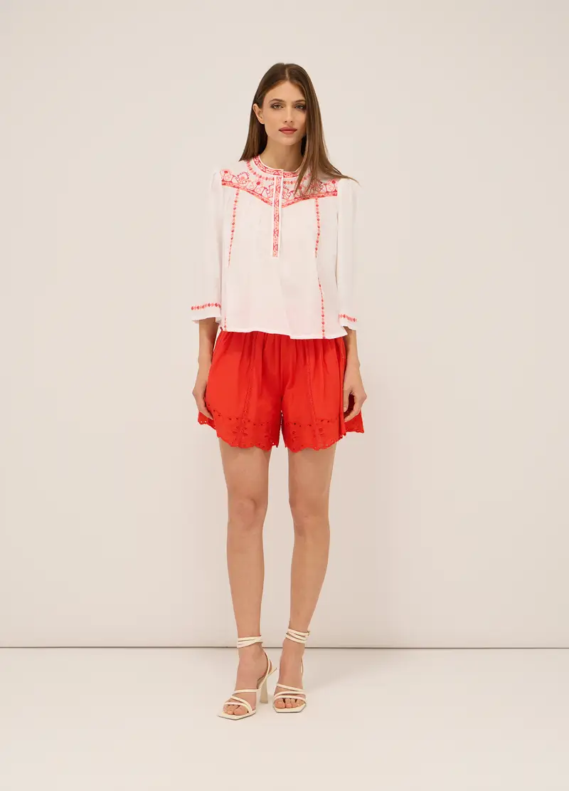 Upim, Shorts In Puro Cotone Sangallo Donna, Arancione tangerine, Taglia: XS