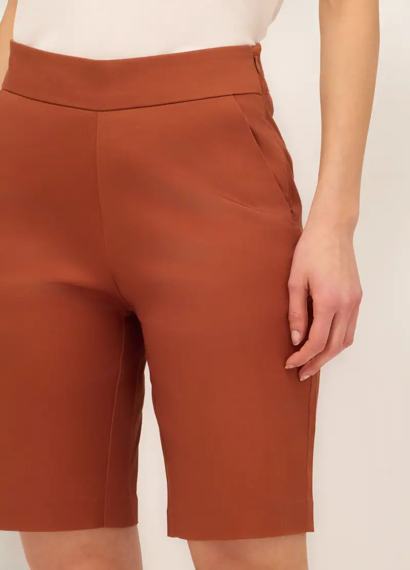 Upim, Shorts In Raso Di Cotone Stretch Donna, Marrone cognac, Taglia: 42 miniatura 2