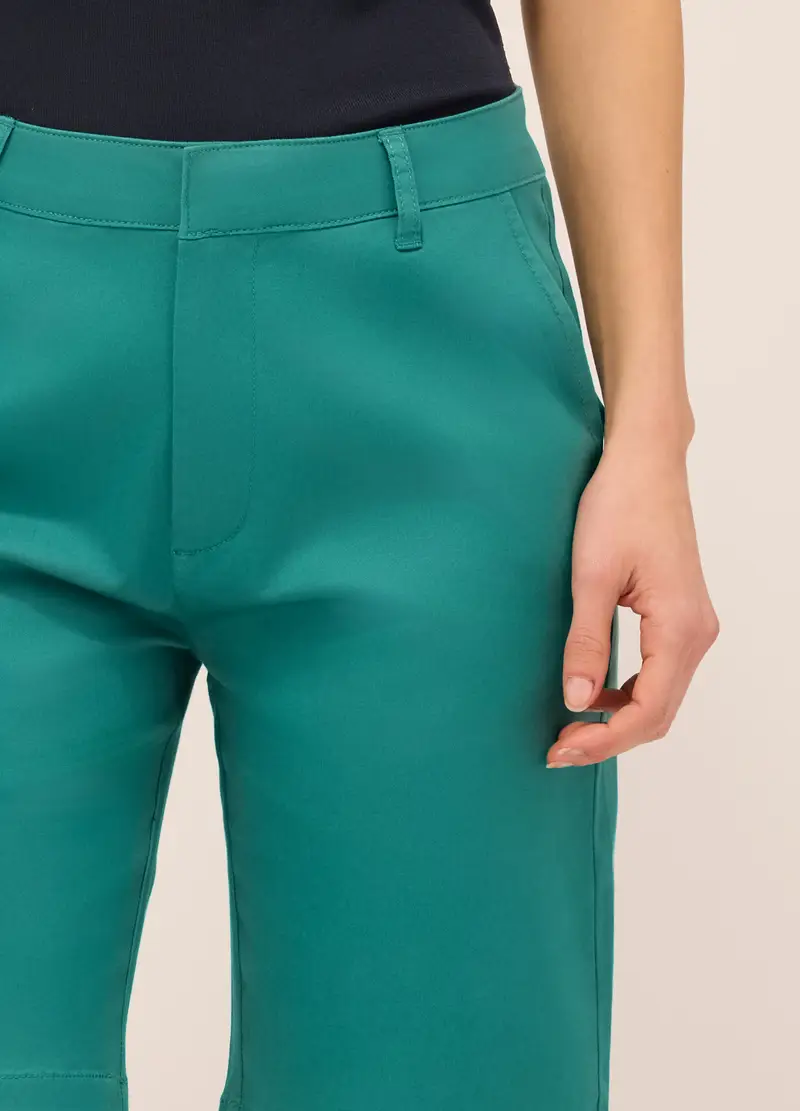 Upim, Shorts In Twill Di Cotone Stretch Donna, Verde ottanio, Taglia: 42 miniatura 2