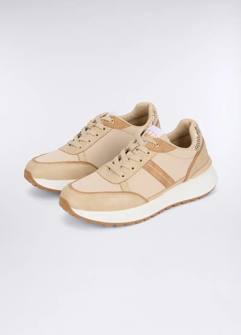 Sneakers In Eco Pelle Donna, Beige chiaro