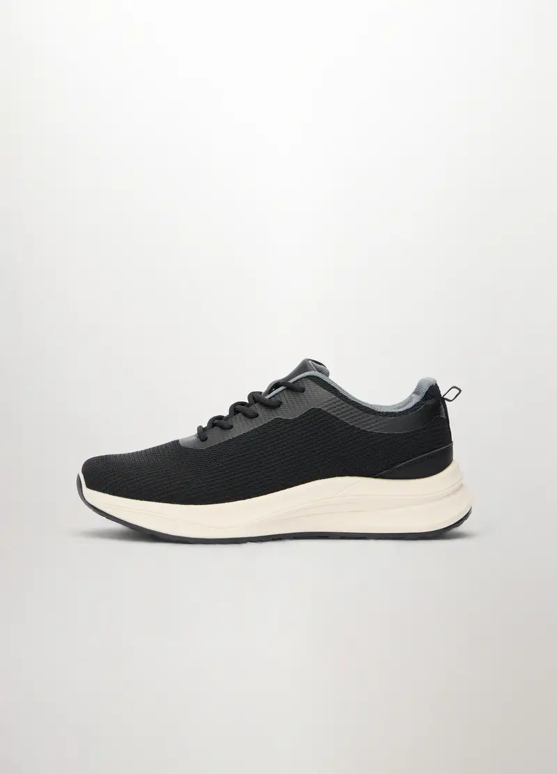 Sneakers Stringate In Tessuto Donna, Nero