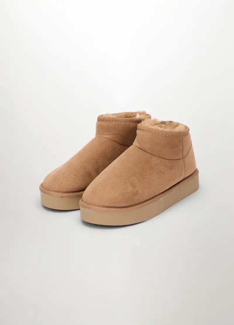 Stivaletti In Ecopelle Scamosciata Donna, Marrone chiaro miniatura 2