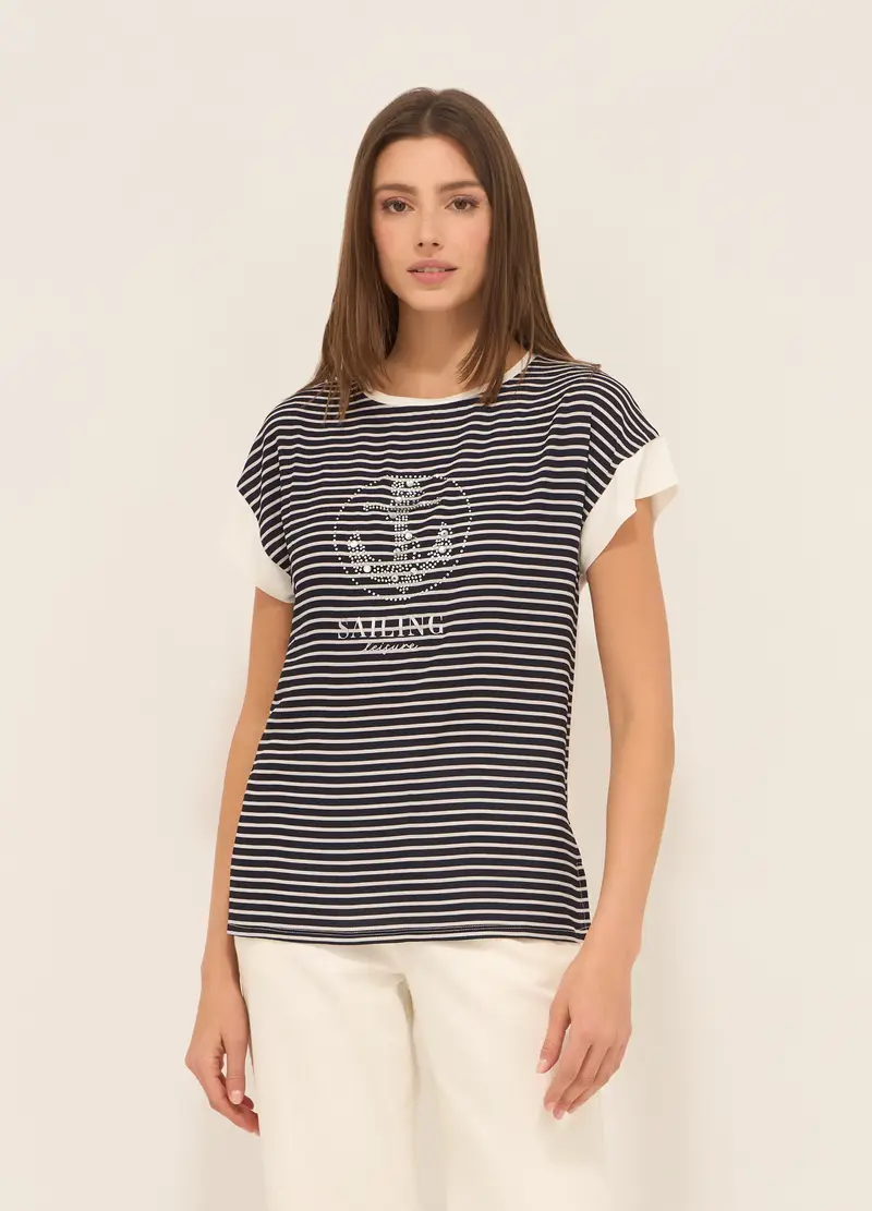 T-shirt A Maniche Corte Donna, Blu scuro