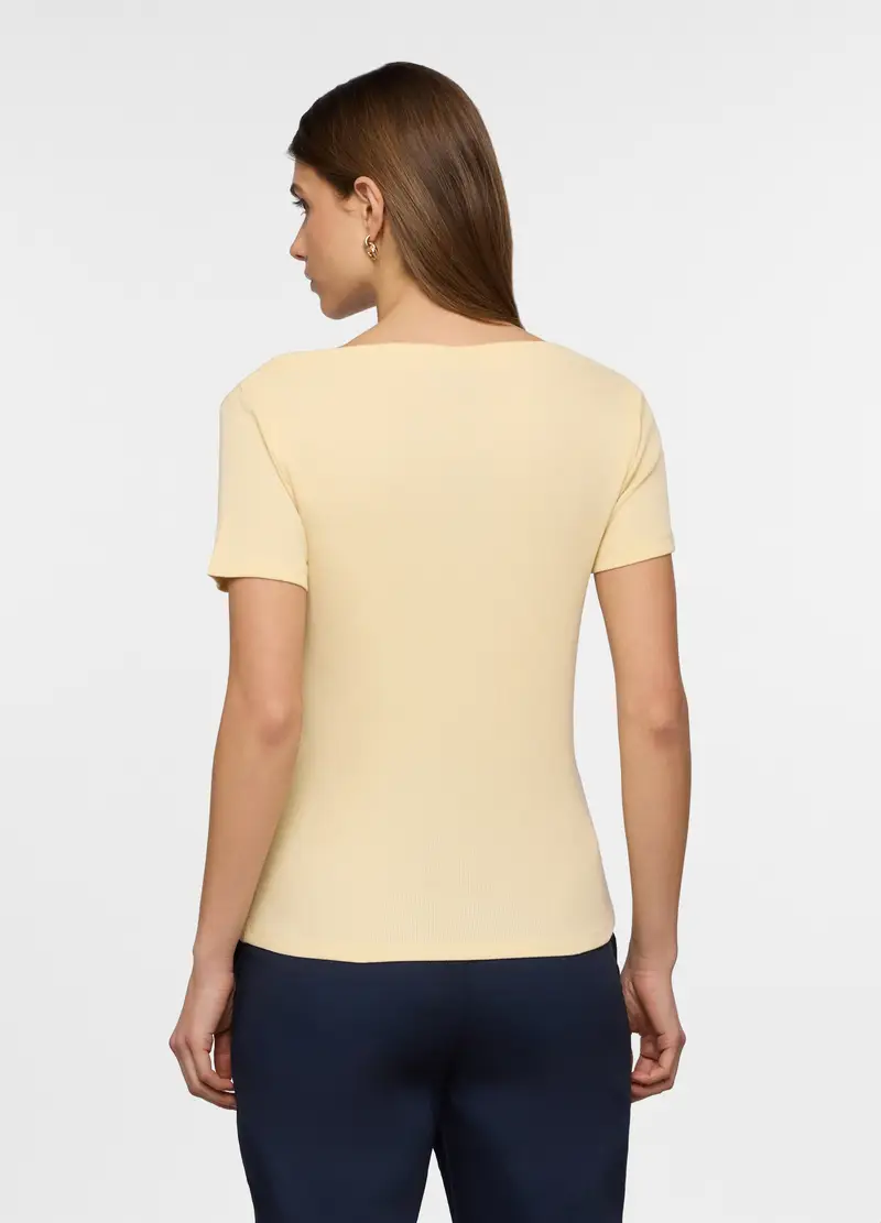 T-shirt Con Scollo A Barchetta Donna, Giallo chiaro miniatura 2
