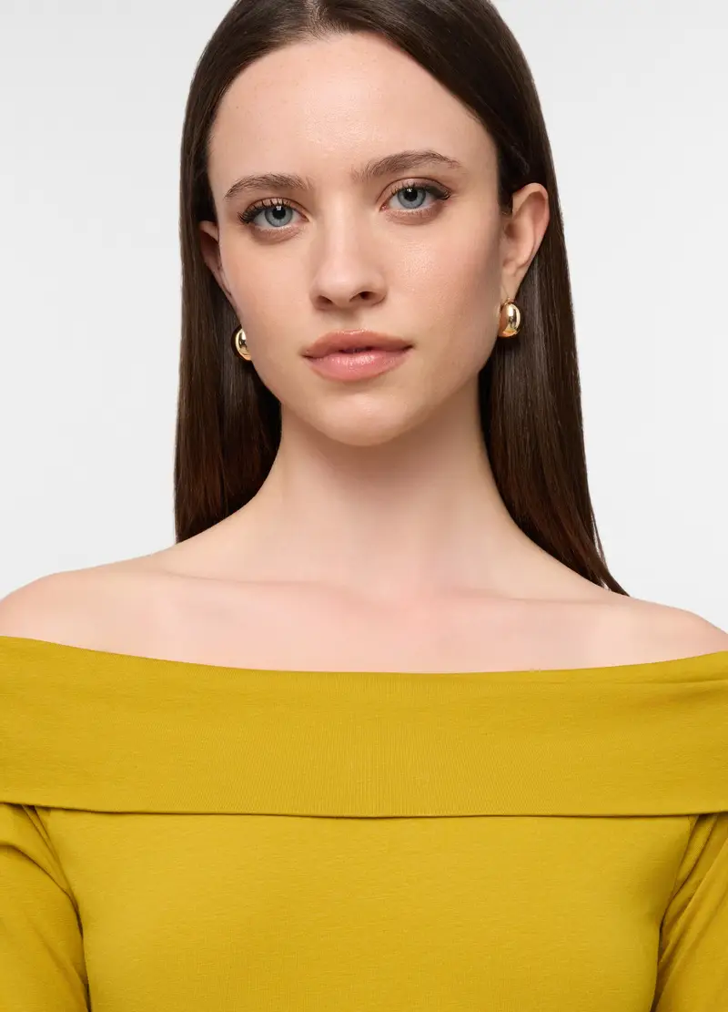 T-shirt Con Scollo A Barchetta Slim Fit Donna, Verde acido miniatura 3