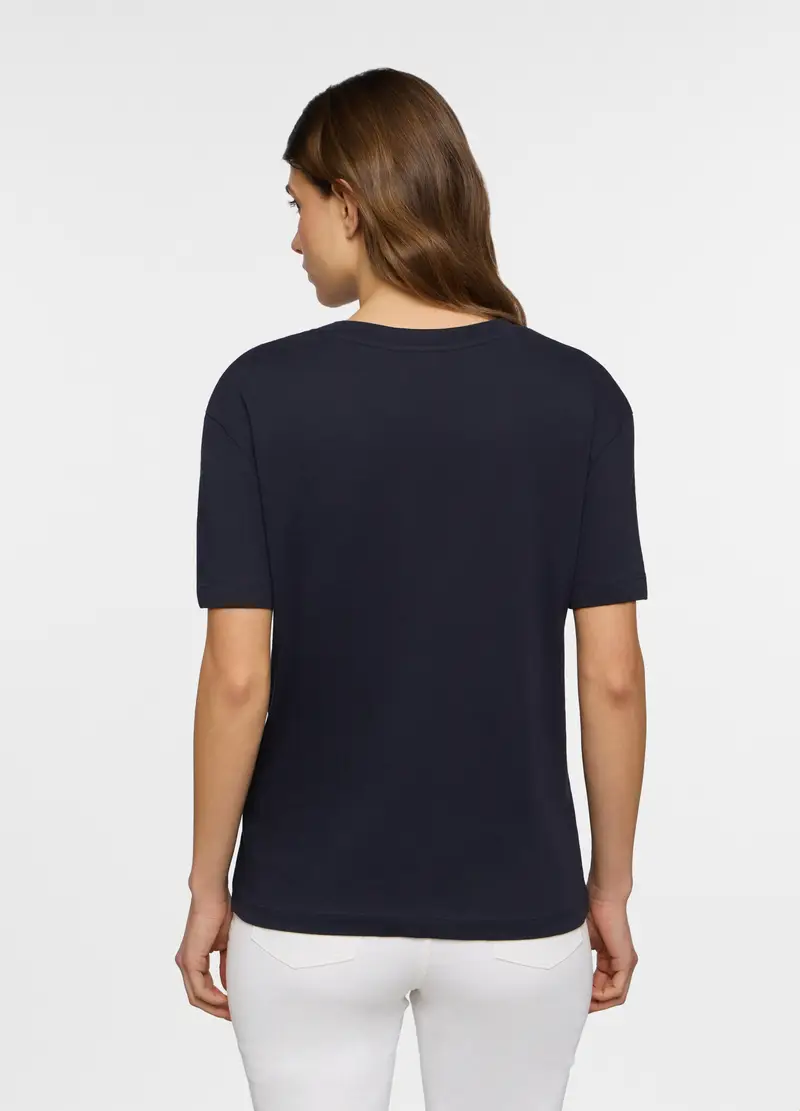 T-shirt Con Scollo A V Donna, Blu Bluette miniatura 2