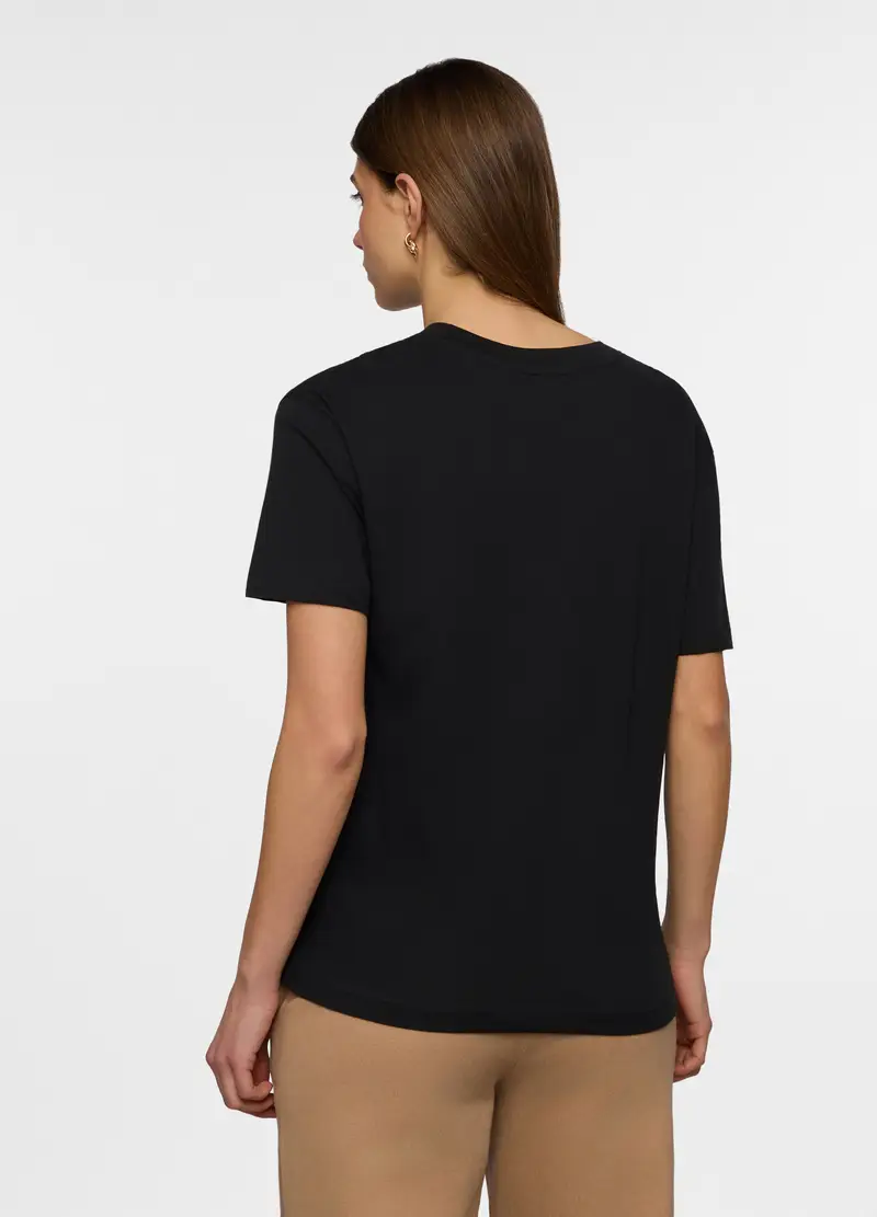 T-shirt Con Scollo A V Donna, Nero miniatura 2