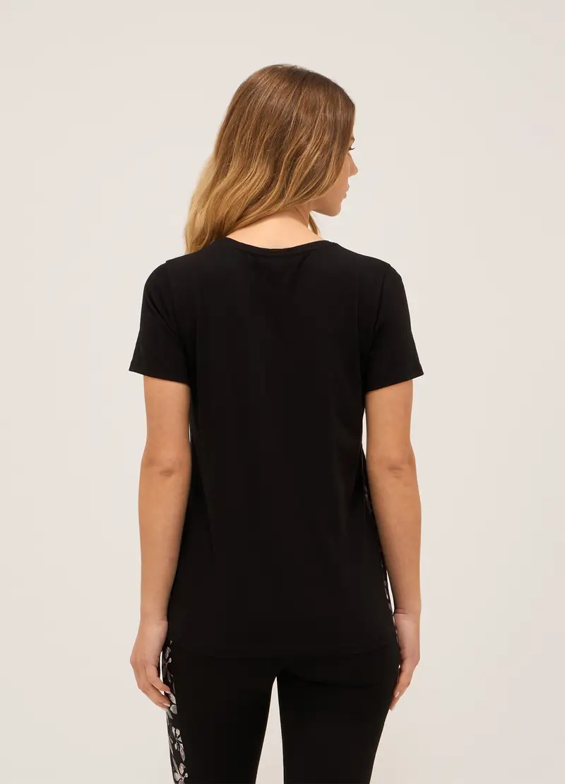 T-shirt Fitness In Jersey Di Puro Cotone Donna, Nero miniatura 2