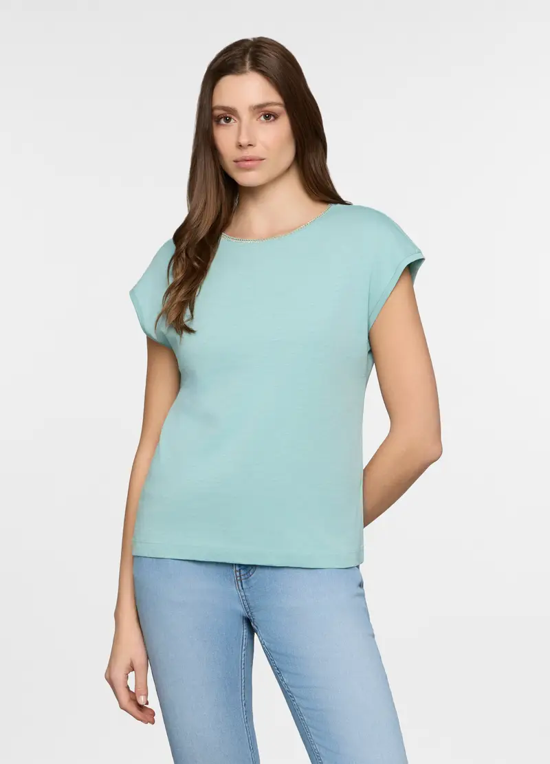 T-shirt Girocollo Donna, Azzurro acqua