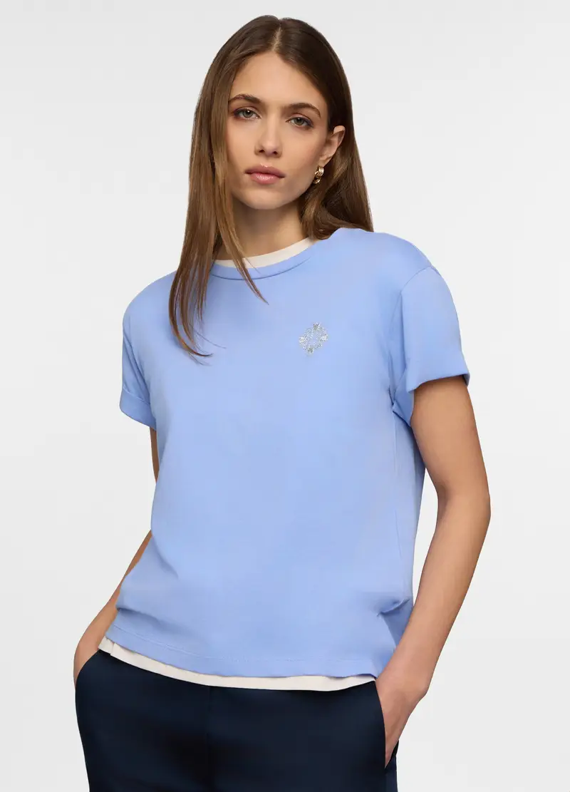T-shirt Girocollo Donna, Azzurro cielo