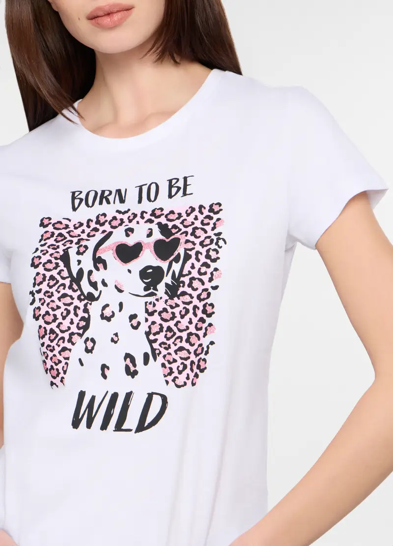 T-shirt Girocollo Donna, Bianco miniatura 3