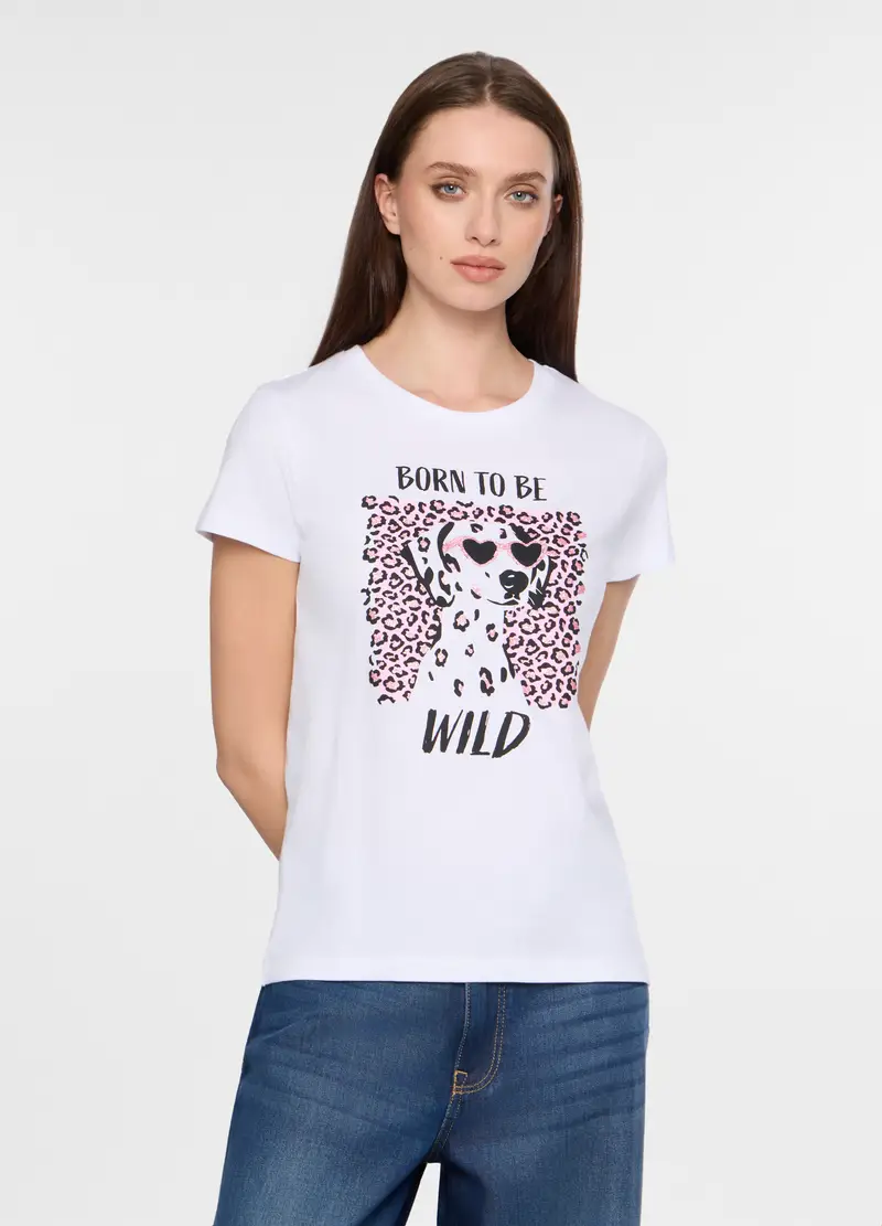 T-shirt Girocollo Donna, Bianco