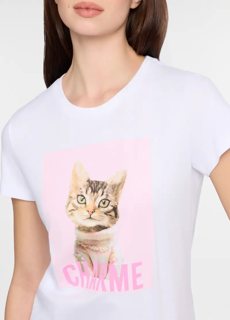 T-shirt Girocollo Donna, Bianco miniatura 3