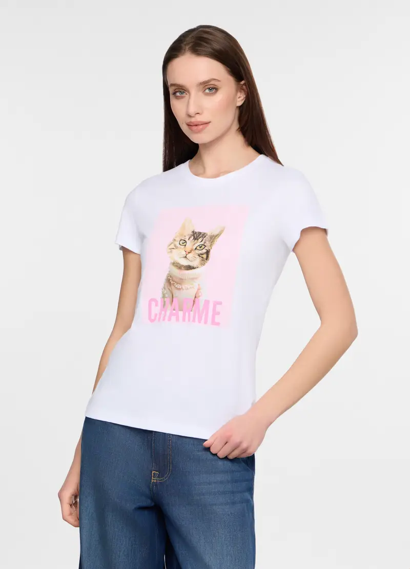 T-shirt Girocollo Donna, Bianco