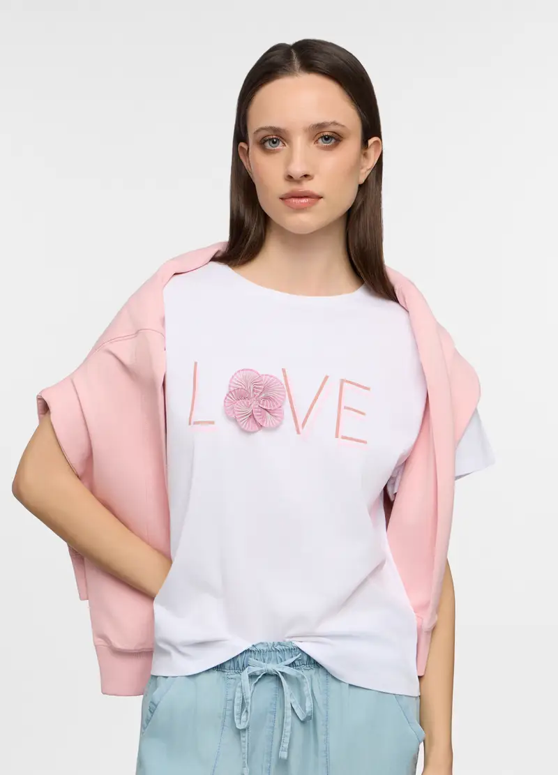 T-shirt Girocollo Donna, Bianco