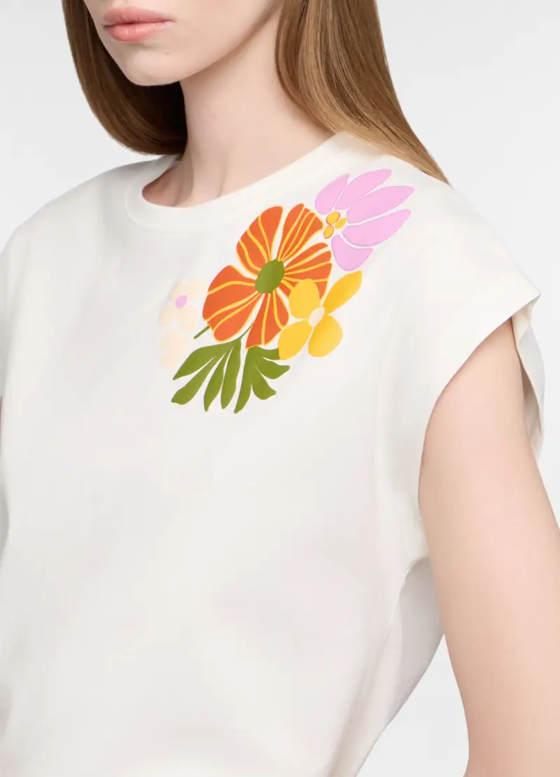 T-shirt Girocollo Donna, Bianco miniatura 3