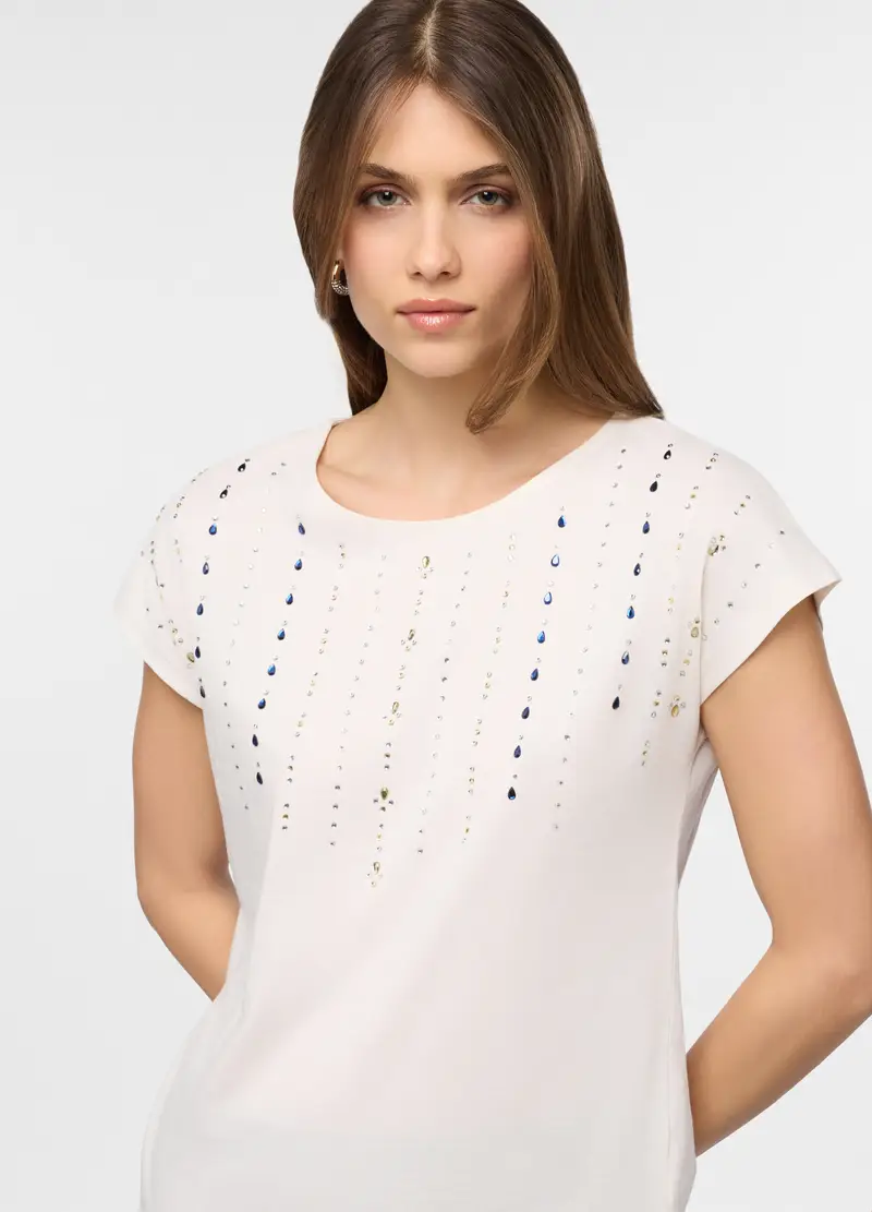 T-shirt Girocollo Donna, Bianco avorio miniatura 3