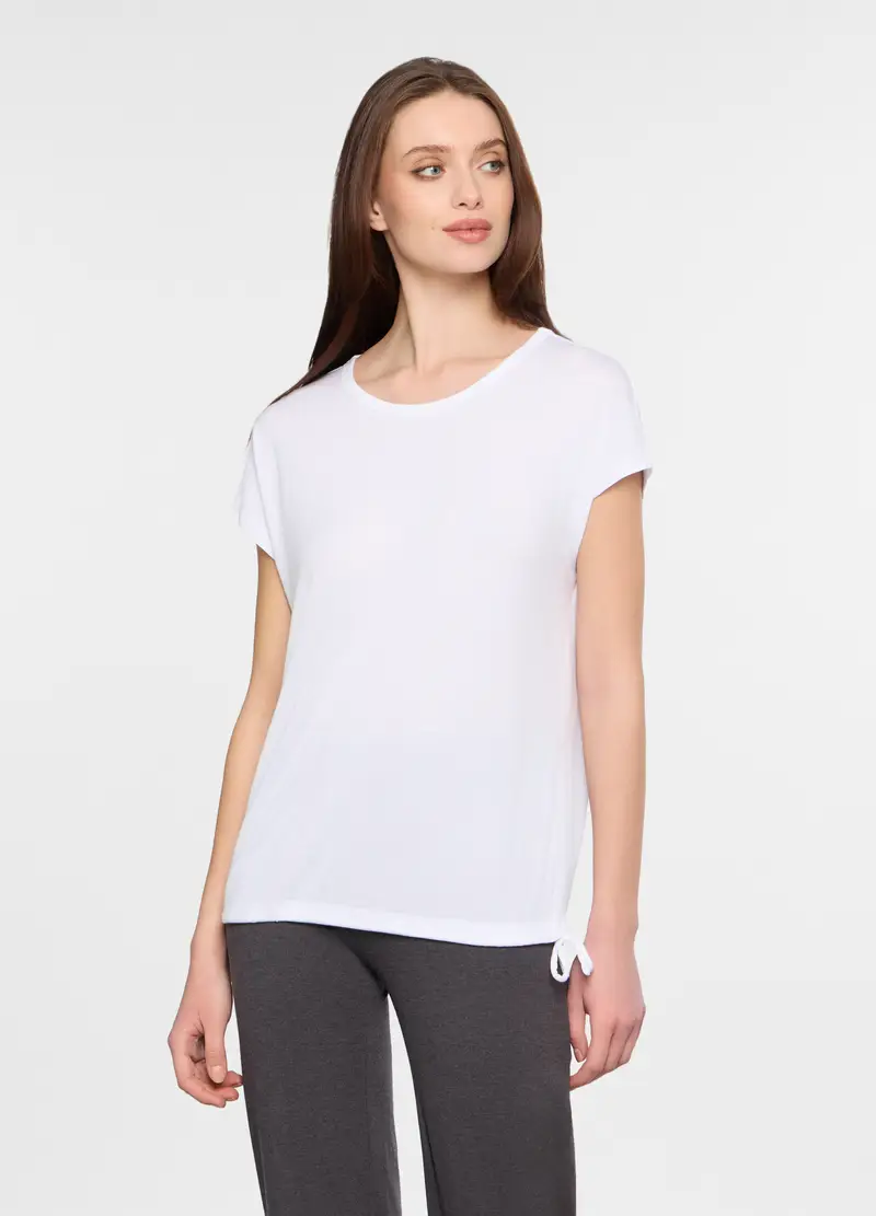 T-shirt Girocollo Donna, Bianco gesso