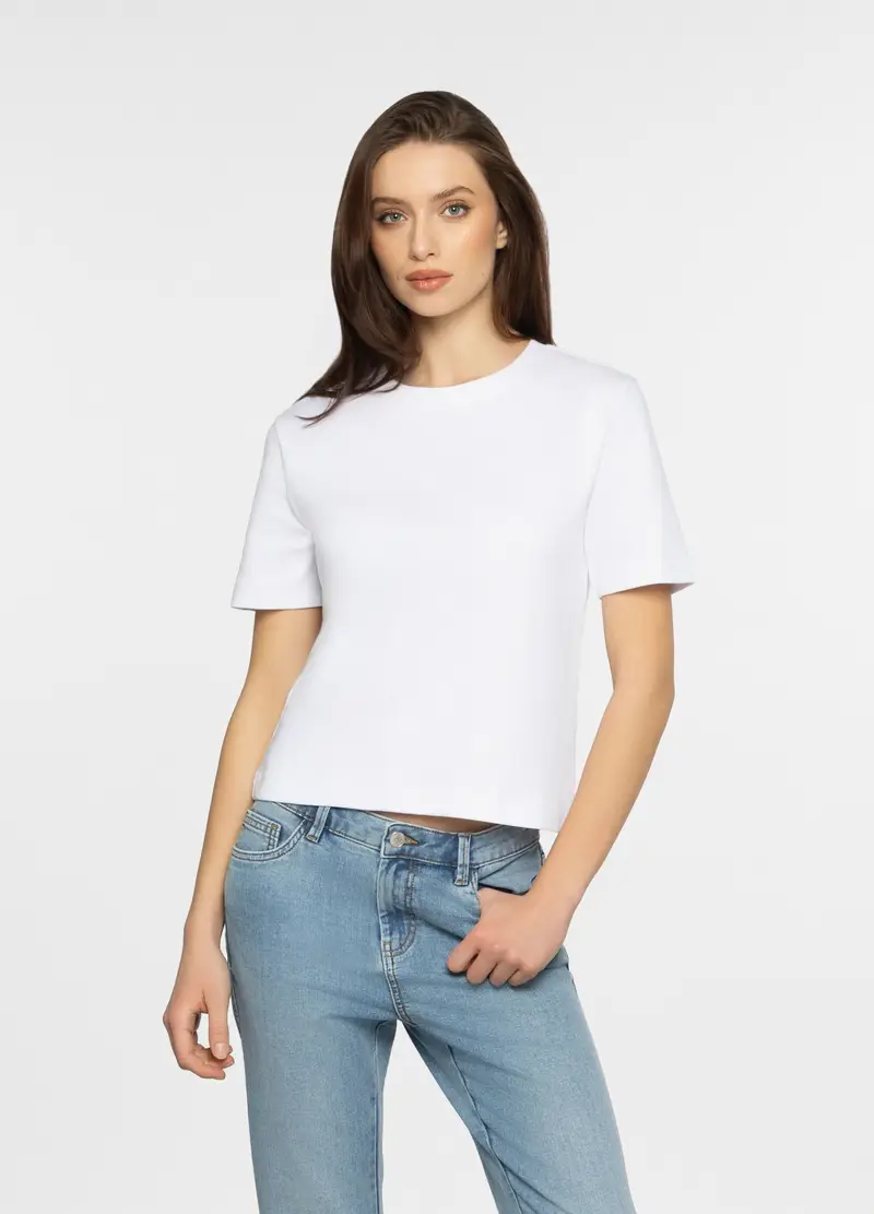 T-shirt Girocollo Donna, Bianco ottico