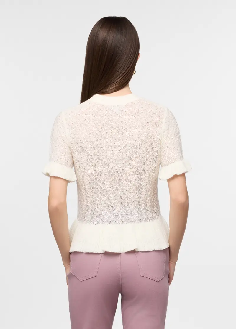 T-shirt Girocollo Donna, Bianco panna miniatura 2