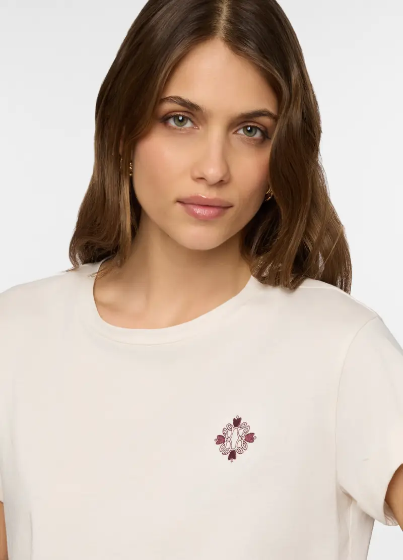 T-shirt Girocollo Donna, Bianco panna miniatura 3