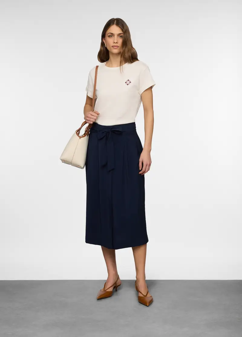 T-shirt Girocollo Donna, Bianco panna