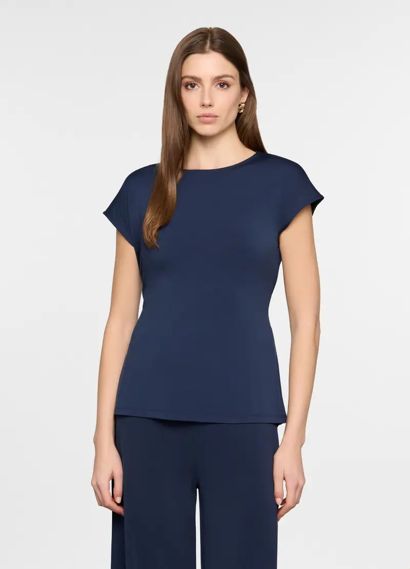 T-shirt Girocollo Donna, Blu navy