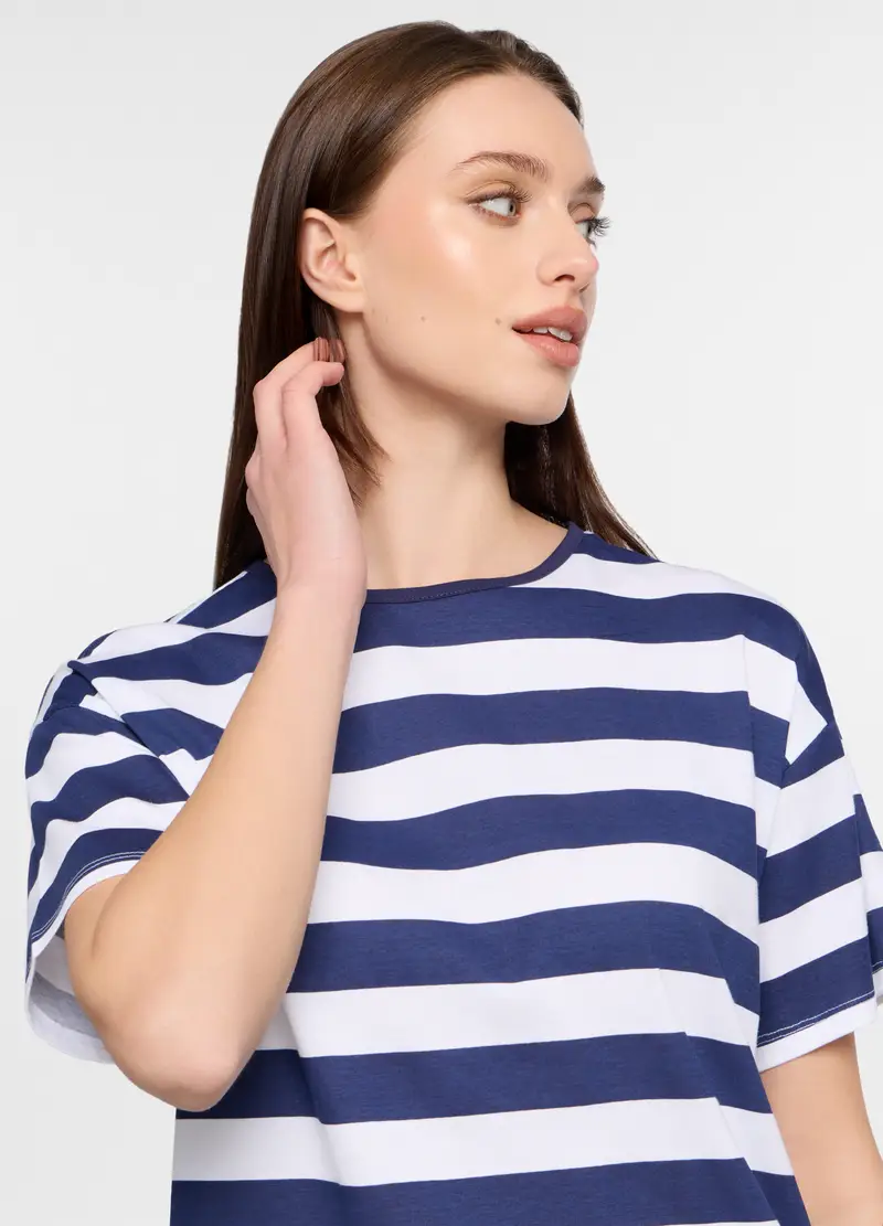 T-shirt Girocollo Donna, Blu navy miniatura 3